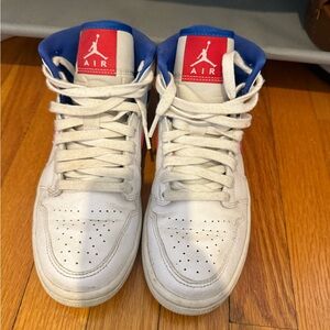 White and Blue Air Sneakers